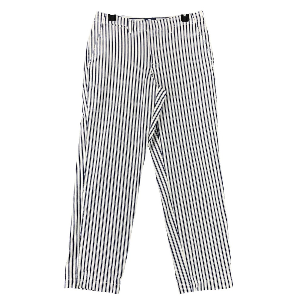 Lands End Railroad Stripe Straight Ankle Pants 6β Women Preppy Business Casual